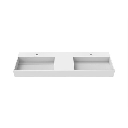 Castello Usa Juniper 60 in Solid Surface Wall-Mounted Bathroom Sink in White CB-GM-2056-60